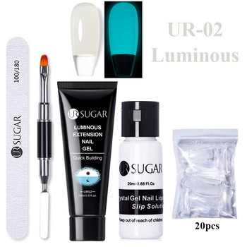 UR SUGAR 15ml Milky Jelly White Pink Extension Gel Kit Nail Tips Glitter Effect Σετ μανικιούρ Semi Permanent Soak Off Nail Art