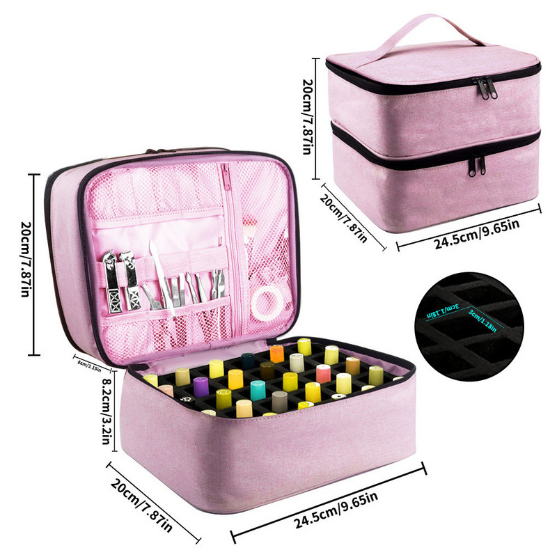 30 μπουκάλια βερνίκι νυχιών Τσάντα αποθήκευσης διπλού στρώματος Εργαλεία μανικιούρ μεγάλης χωρητικότητας Φορητή τσάντα μεταφοράς ταξιδίου