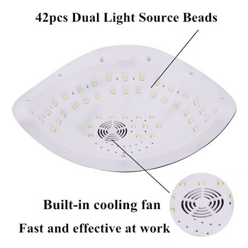 Υψηλής ισχύος ενσωματωμένος ανεμιστήρας ψύξης Στεγνωτήριο νυχιών με δύο χέρια Γρήγορο στέγνωμα Στεγνώνει παντός είδους UV/LED Gel για Σαλόνι Μανικιούρ 42 LED Φως
