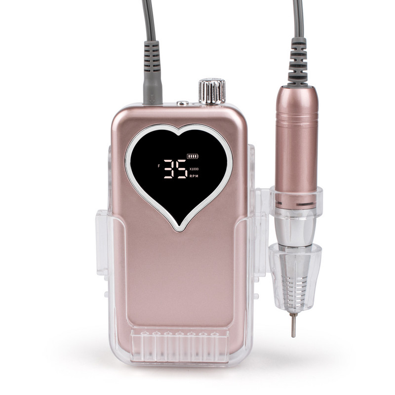 Light Rose Gold 35000 RPM hordozható elektromos körömfúró gép körömreszelő körömfúró akkus polírozó asztali alappal