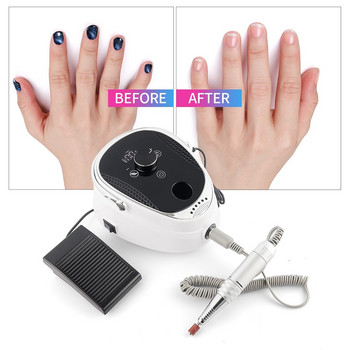 35000PRM Electric Nail Drill Machine Wireless Mill Cutter Drill Bits Set for Manicure Gel Remover File pedicure with Foot Pedal