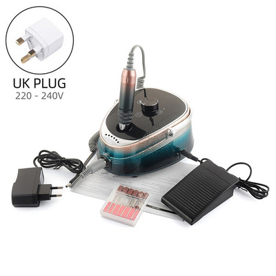 35000PRM elektrinė nagų gręžimo mašina belaidžio frezavimo gręžimo antgalių rinkinys manikiūro gelio valikliui, pedikiūro dildei su pėdos pedalu