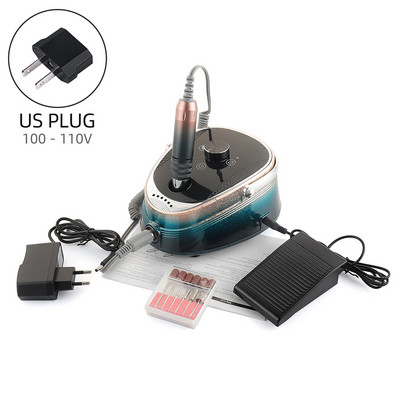 35000PRM elektrinė nagų gręžimo mašina belaidžio frezavimo gręžimo antgalių rinkinys manikiūro gelio valikliui, pedikiūro dildei su pėdos pedalu