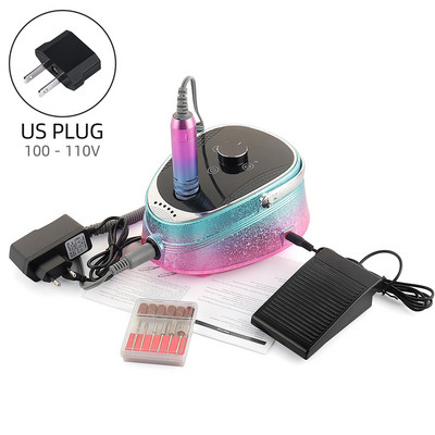 35000PRM elektrinė nagų gręžimo mašina belaidžio frezavimo gręžimo antgalių rinkinys manikiūro gelio valikliui, pedikiūro dildei su pėdos pedalu