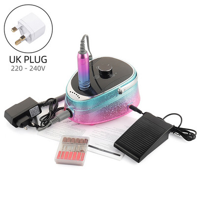 35000PRM elektrinė nagų gręžimo mašina belaidžio frezavimo gręžimo antgalių rinkinys manikiūro gelio valikliui, pedikiūro dildei su pėdos pedalu