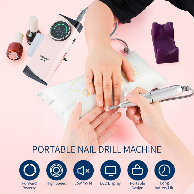 Mașină de găurit unghii 30000 RPM cu afișaj LCD HD Dispozitiv reîncărcabil de găurit unghii Exfoliere portabilă pentru îndepărtarea unghiilor cu zgomot redus