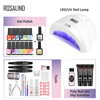 ROSALIND Professional Nail Tools Σετ Φωτιστικό Gel Polish Σετ Μανικιούρ Νυχιών Art Semi Permanent Gel Lacquer Top Base Coat Βερνίκια