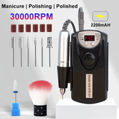 Mașină electrică portabilă de găurit unghii, 30000 rpm, reîncărcabilă pentru mașină de manichiură Freze Instrument de salon de unghii cu burghie