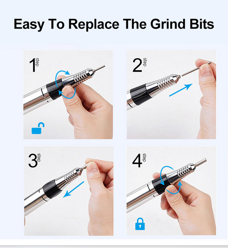 Slefuitor de unghii profesional 35000 rpm Burghiu electric pentru unghii Strung Mașină de birou Moara pentru șlefuit de unghii Manichiură Echipamente pentru arta unghiilor