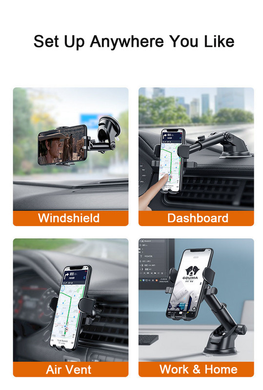 Sucker autós telefontartó rögzítő állvány GPS telefon mobil cella támogatás iPhone 13 12 11 Pro Xiaomi Huawei Samsung telefonhoz
