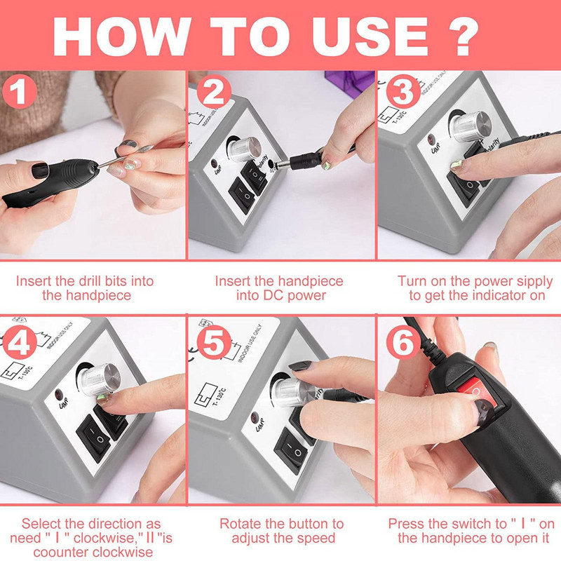 20000RPM aparat electric de găurit pentru unghii, set de burghie pentru manichiură, pentru îndepărtarea cuticulelor cu gel, mașină pentru pedichiură, Nail Art Nail