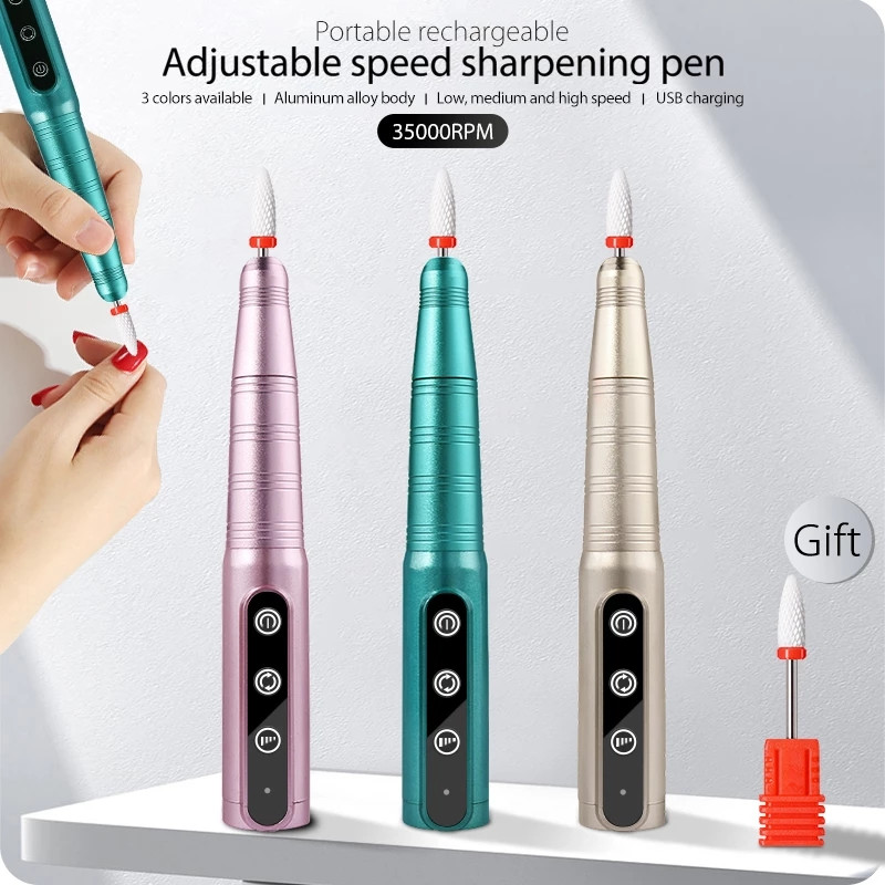 35000 RPM nagų gręžimo mašina, belaidė įkraunama geliniam poliravimui Nagų gręžimo rašiklis Nagų gręžimo frezavimas manikiūro salono įrankiui