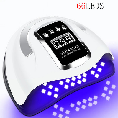 66LEDS SUN X11 nagų lempa UV geliu greitai džiūstančiam nagų lako džiovintuvui UV LED nagų džiovintuvas manikiūro salono nagams lempa