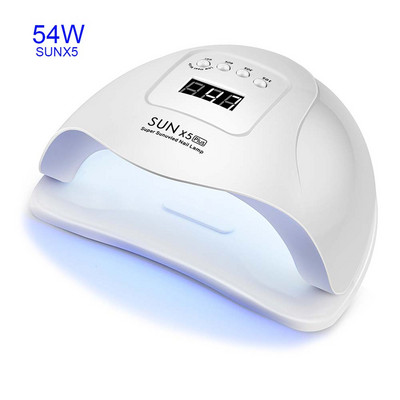 108W 54vnt LEDs UV lempa LED nagų džiovintuvas visiems gelio lakams dvigubos galios greitai džiūsta su automatinio jutiklio manikiūro salono lempa