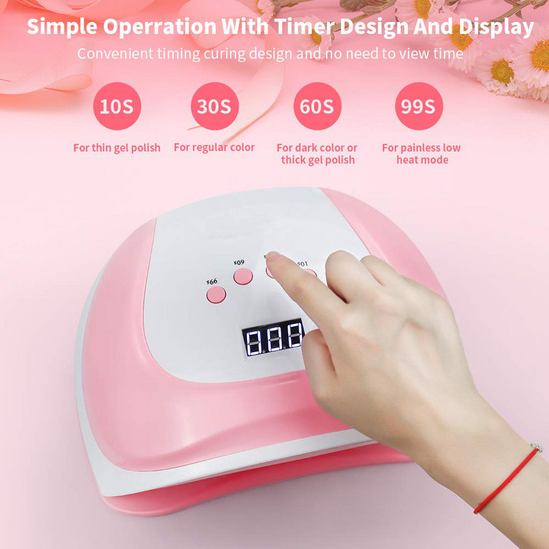 108W 54vnt LEDs UV lempa LED nagų džiovintuvas visiems gelio lakams dvigubos galios greitai džiūsta su automatinio jutiklio manikiūro salono lempa