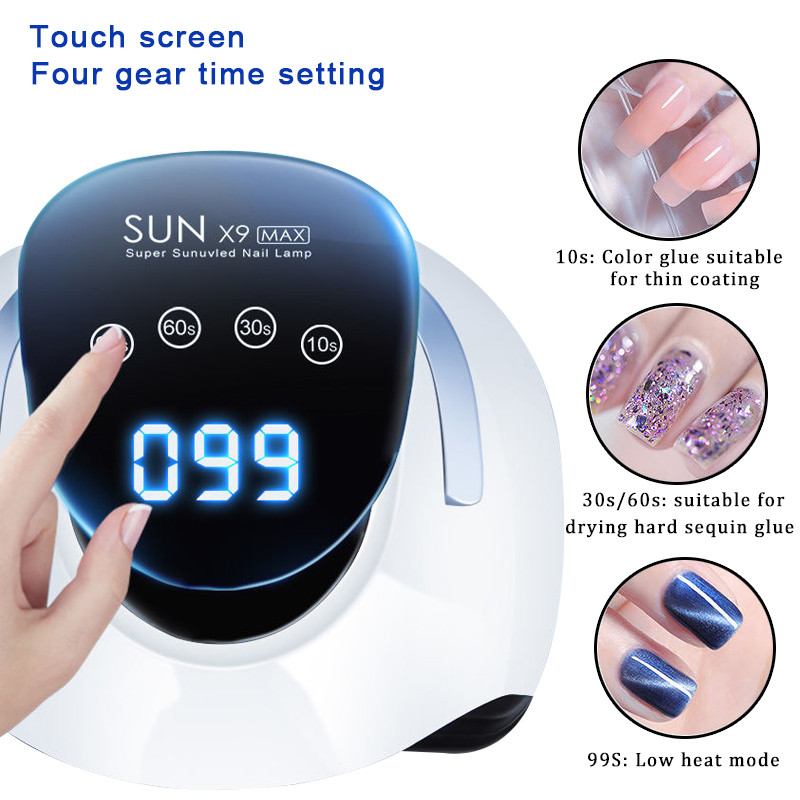 SUN X9 MAX UV LED lempa nagams 114W gelinio lako džiovintuvas su judesio jutikliu LCD ekranu greitai džiūstantis gelinis nagų manikiūro įrankis