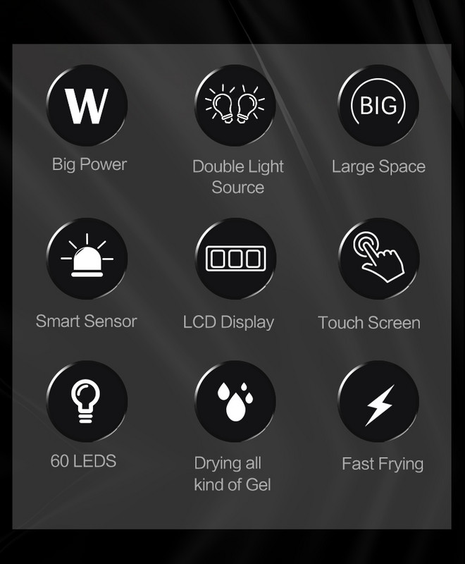 220W nagų džiovinimo lempa 60 LED lempa nagams Profesionalios lempos manikiūro kabinai UV LED geliniai nagų džiovintuvai Didelės galios nagų lempos