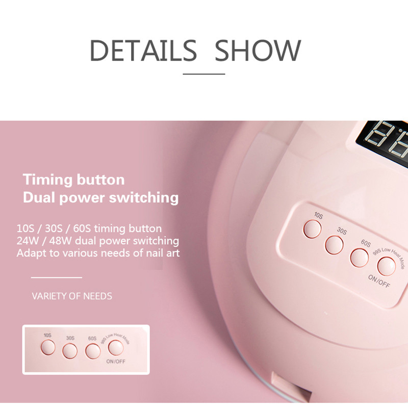 Aubss 48W nagų džiovintuvas profesionalus LED UV gelinio lako džiovinimo lempa nagams su judesio jutikliu manikiūro pedikiūro salono įrankiu