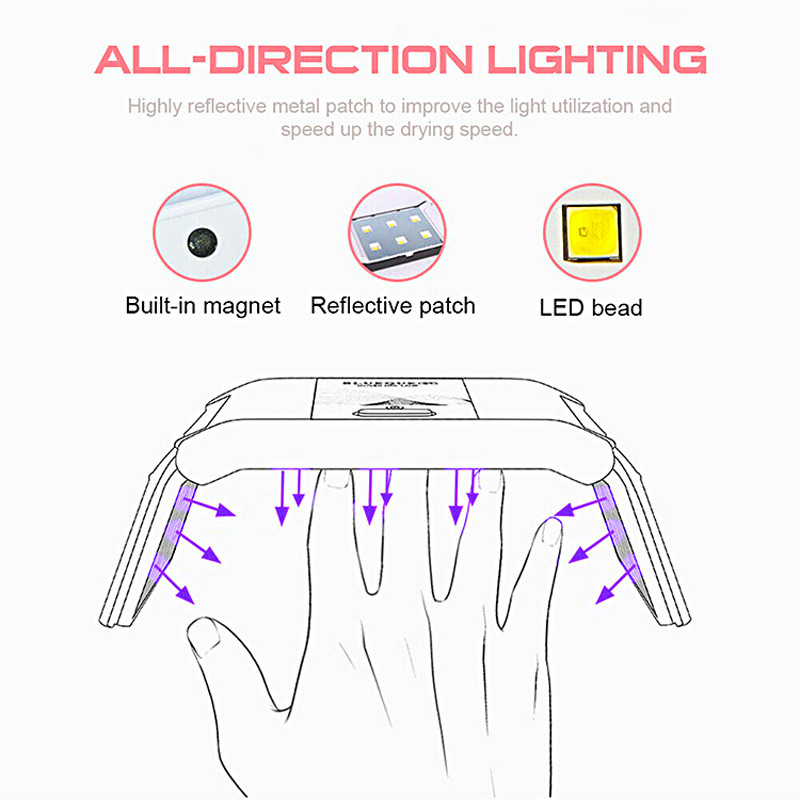 CHUNSHU nešiojamas 24 W nagų džiovintuvo aparatas mini USB laidas Namų naudojimui Nagų lempa Džiovinamas UV gelinis lakas su 60/120S laikmačiu nagų dailės įrankiais