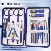 Naujas 9-19vnt/komplektas Nagų kirpimo priemonių rinkinys nerūdijančio plieno nagų kirpimo mašinėlių rinkinys su sulankstomu maišeliu Manikiūro rinkiniai Žirklės makiažo grožio priemonė