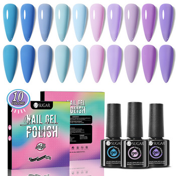 UR SUGAR 10 τμχ Nail Gel Polish Kit Κόκκινο Χρώμα Glitter Ημιμόνιμο Σετ βερνικιού τζελ νυχιών UV LED Σετ Soak Off Nail Art Color Gel