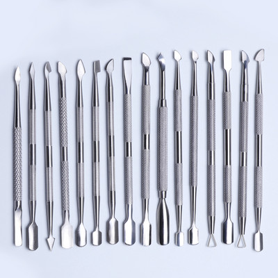 1pcs Double-end Nail Art Cuticle Remover Stainless Steel Manicure Pedicure Pusher Fork Scissor Trimmer 2-ways Nails Tool SAA17