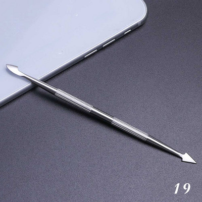 1 buc pentru îndepărtarea cuticulelor nail art cu dublu din oțel inoxidabil, manichiură, pedichiură, împingător, furculiță, foarfece, instrument pentru unghii în 2 căi SAA17