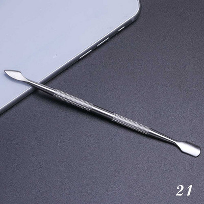 1 buc pentru îndepărtarea cuticulelor nail art cu dublu din oțel inoxidabil, manichiură, pedichiură, împingător, furculiță, foarfece, instrument pentru unghii în 2 căi SAA17