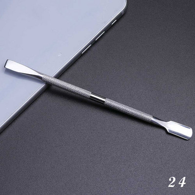 1 buc pentru îndepărtarea cuticulelor nail art cu dublu din oțel inoxidabil, manichiură, pedichiură, împingător, furculiță, foarfece, instrument pentru unghii în 2 căi SAA17