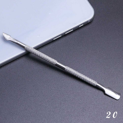 1 buc pentru îndepărtarea cuticulelor nail art cu dublu din oțel inoxidabil, manichiură, pedichiură, împingător, furculiță, foarfece, instrument pentru unghii în 2 căi SAA17