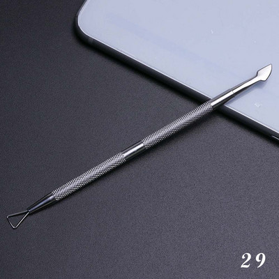 1 buc pentru îndepărtarea cuticulelor nail art cu dublu din oțel inoxidabil, manichiură, pedichiură, împingător, furculiță, foarfece, instrument pentru unghii în 2 căi SAA17