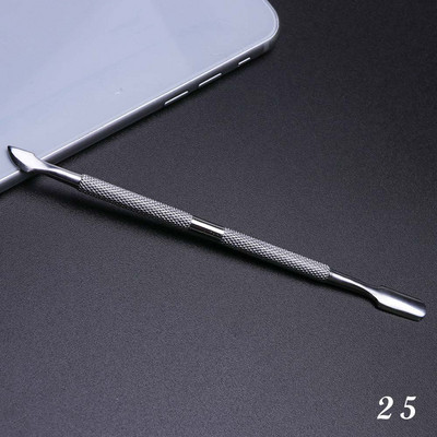 1 buc pentru îndepărtarea cuticulelor nail art cu dublu din oțel inoxidabil, manichiură, pedichiură, împingător, furculiță, foarfece, instrument pentru unghii în 2 căi SAA17