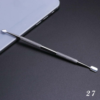 1 buc pentru îndepărtarea cuticulelor nail art cu dublu din oțel inoxidabil, manichiură, pedichiură, împingător, furculiță, foarfece, instrument pentru unghii în 2 căi SAA17