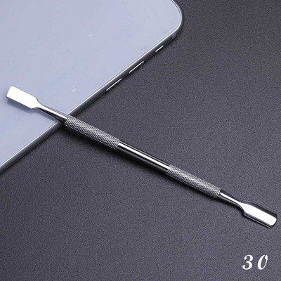 1 buc pentru îndepărtarea cuticulelor nail art cu dublu din oțel inoxidabil, manichiură, pedichiură, împingător, furculiță, foarfece, instrument pentru unghii în 2 căi SAA17