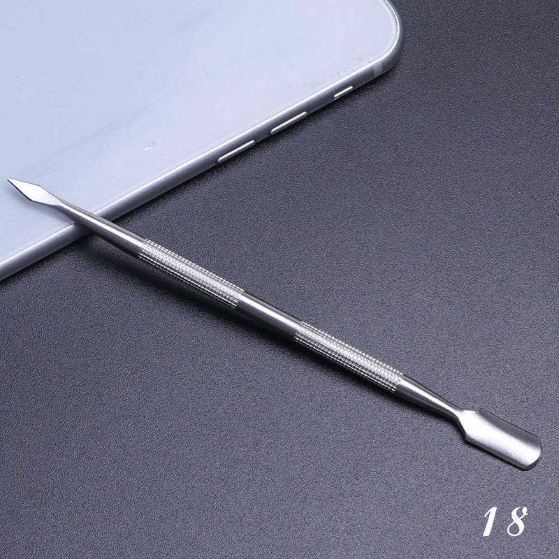 1 buc pentru îndepărtarea cuticulelor nail art cu dublu din oțel inoxidabil, manichiură, pedichiură, împingător, furculiță, foarfece, instrument pentru unghii în 2 căi SAA17