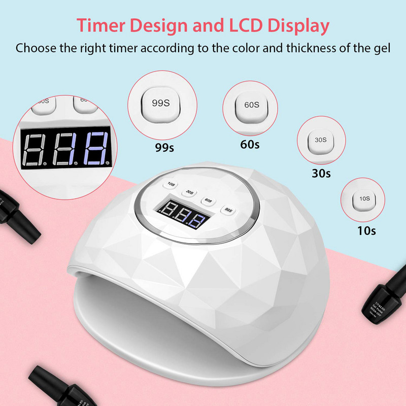 72 W greitas nagų džiovintuvas UV LED šviesos gelinio nagų lako kietėjimo lempa profesionaliam salonui su 4 laikmačio nustatymo automatiniu jutikliu