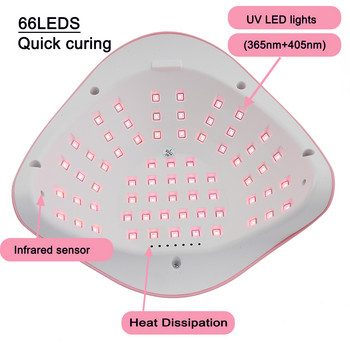 SUN X15 Max UV LED Λάμπα νυχιών για γρήγορο στέγνωμα Gel βερνίκι νυχιών Dryer 66LEDS Οικιακή χρήση Φωτιστικό πάγου με αυτόματο αισθητήρα για μανικιούρ Salo