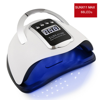 SUN X15 Max UV LED nagų lempa, skirta greitai džiūstančiam gelinio nagų lako džiovintuvui 66LEDS Namų naudojimui ledo lempa su automatiniu jutikliu manikiūro salonui