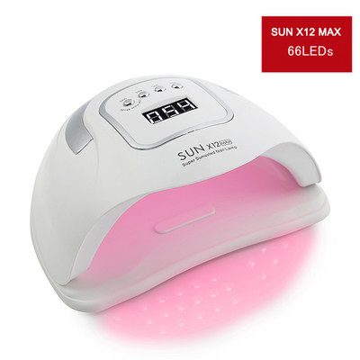 SUN X15 Max UV LED nagų lempa, skirta greitai džiūstančiam gelinio nagų lako džiovintuvui 66LEDS Namų naudojimui ledo lempa su automatiniu jutikliu manikiūro salonui