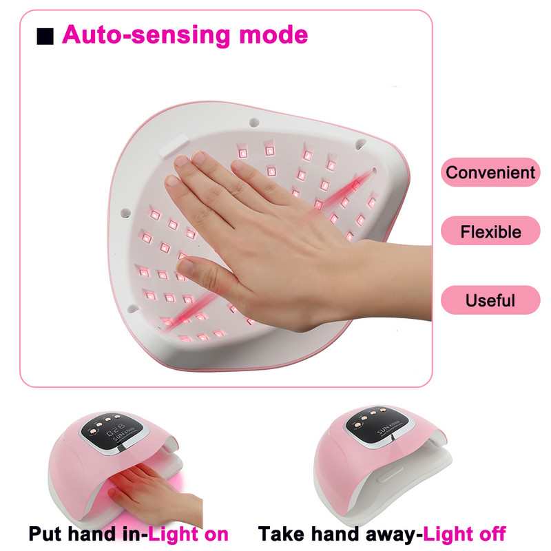 SUN X15 Max UV LED nagų lempa, skirta greitai džiūstančiam gelinio nagų lako džiovintuvui 66LEDS Namų naudojimui ledo lempa su automatiniu jutikliu manikiūro salonui