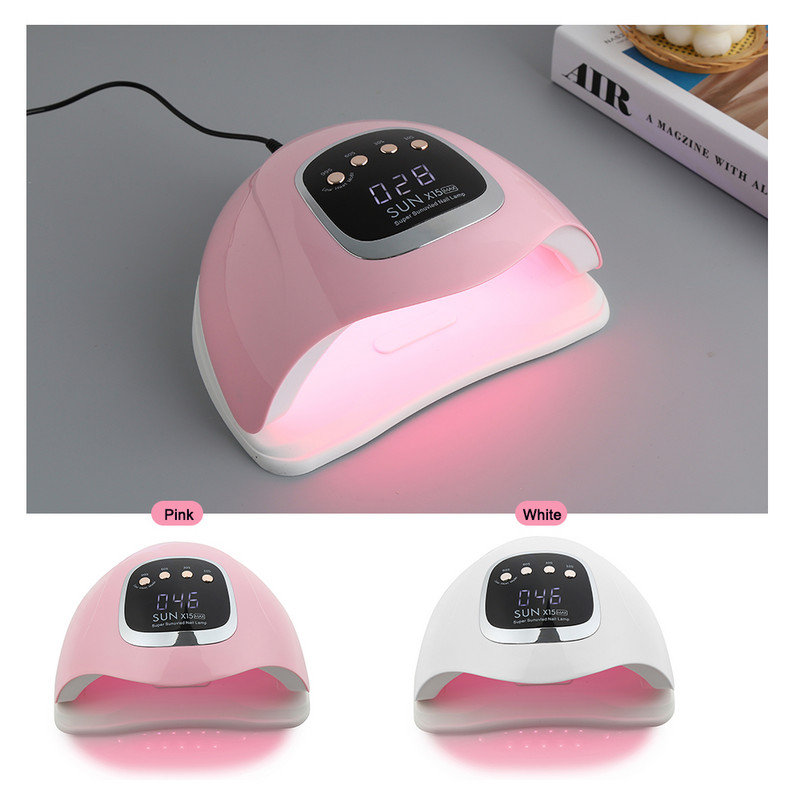 SUN X15 Max UV LED nagų lempa, skirta greitai džiūstančiam gelinio nagų lako džiovintuvui 66LEDS Namų naudojimui ledo lempa su automatiniu jutikliu manikiūro salonui