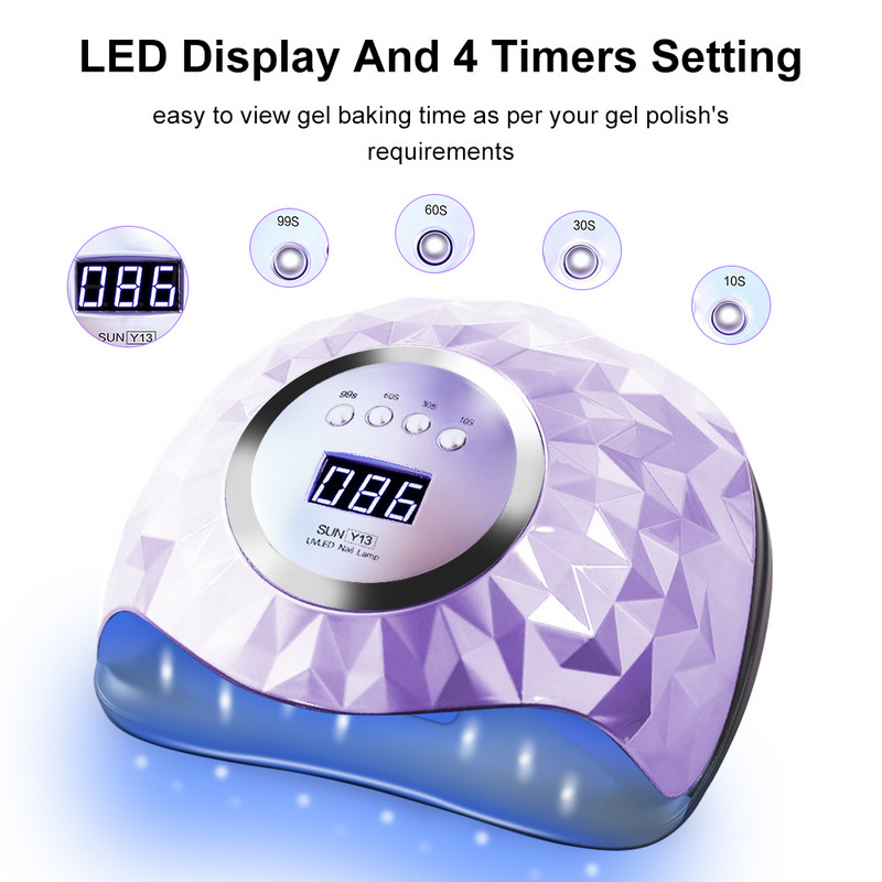 UV LED nagų lempa geliniam nagų lakavimui su 4 laikmačiais 60LEDs 120W Smart Sensor Profesionalus nagų dailės salono manikiūro aparatas