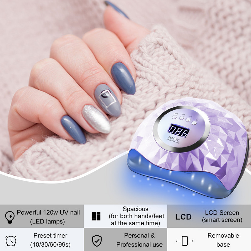 UV LED nagų lempa geliniam nagų lakavimui su 4 laikmačiais 60LEDs 120W Smart Sensor Profesionalus nagų dailės salono manikiūro aparatas