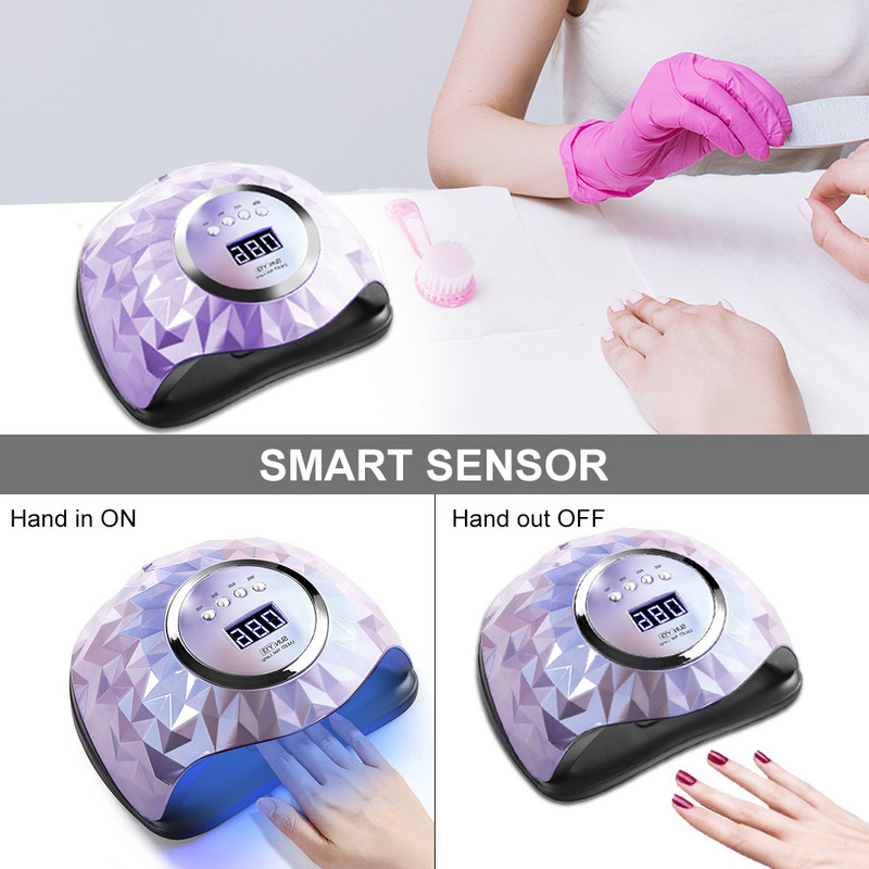 UV LED nagų lempa geliniam nagų lakavimui su 4 laikmačiais 60LEDs 120W Smart Sensor Profesionalus nagų dailės salono manikiūro aparatas