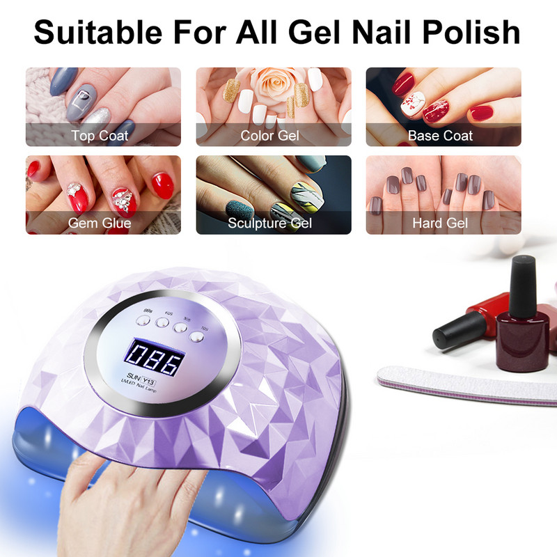 UV LED nagų lempa geliniam nagų lakavimui su 4 laikmačiais 60LEDs 120W Smart Sensor Profesionalus nagų dailės salono manikiūro aparatas