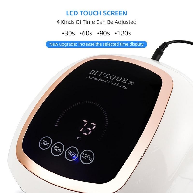 84 W UV LED szárító körömlámpás manikűr körömszárításhoz mozgásérzékelős LCD kijelzős érintőkapcsolóval, kötő poli UV gél fény