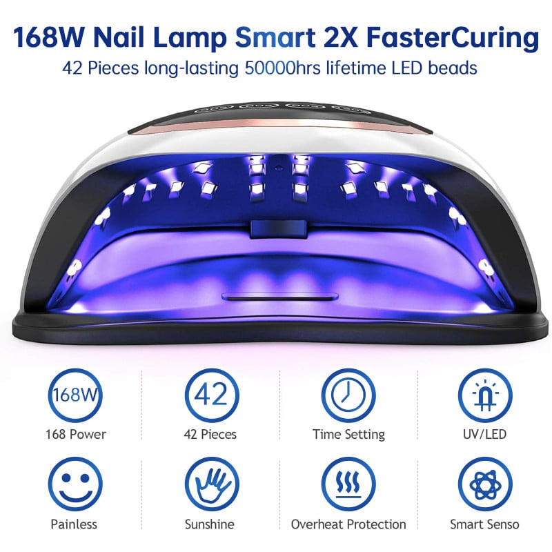 84 W UV LED szárító körömlámpás manikűr körömszárításhoz mozgásérzékelős LCD kijelzős érintőkapcsolóval, kötő poli UV gél fény