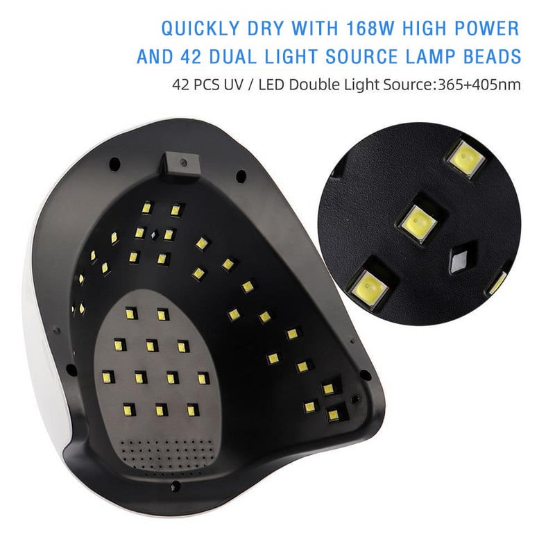 84 W UV LED szárító körömlámpás manikűr körömszárításhoz mozgásérzékelős LCD kijelzős érintőkapcsolóval, kötő poli UV gél fény