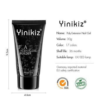 Yinikiz 30ML Colorful Poly Nail Gel Builder Crystal Polish Gel Quick Nail Extension Gel Acryl Gel LED Builder Nail Gel Gel νυχιών