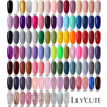 Σετ LILYCUTE 4/6 ΤΕΜ. Gel Nail Polish Nude Glitter Top τζελ βάσης Semi Permanent Soak Off Nails Gel Varnish Nail Art Διακόσμηση